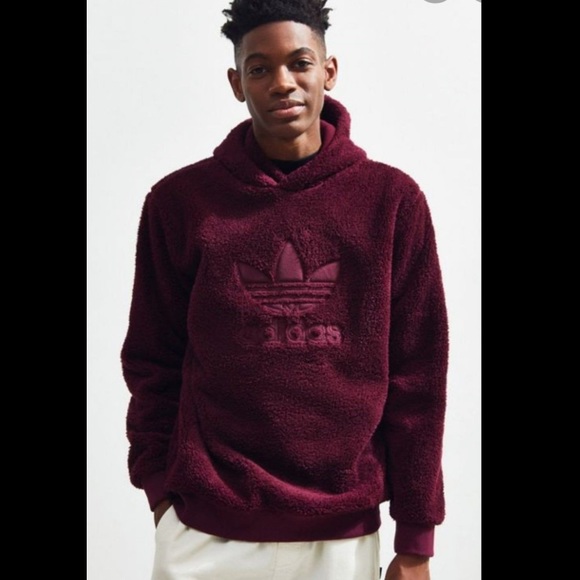 Adidas Maroon Sherpa Pullover Hoodie 